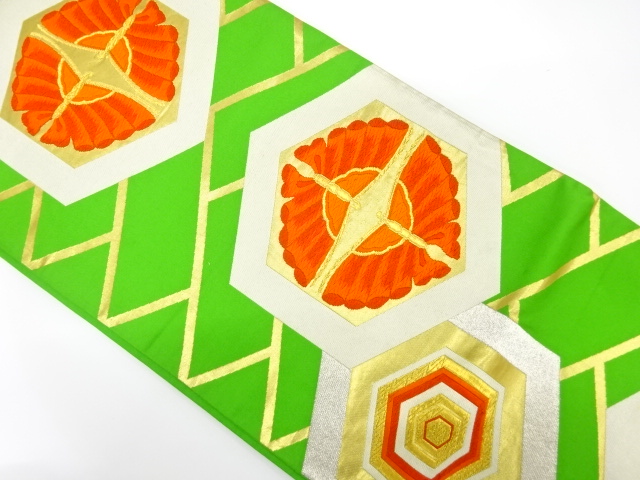 JAPANESE KIMONO / ANTIQUE FUKURO OBI / SILK / WOVEN BUTTERFLY